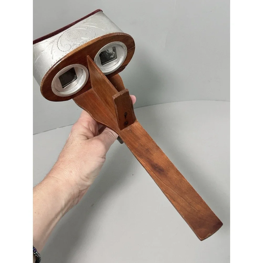Vintage The MERCURY STEREOSCOPE Antique 3D Photo Card Viewer Metal & Wood